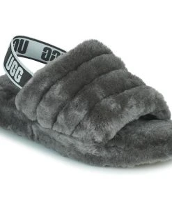 Chaussures Femme Chaussons UGG FLUFF YEAH SLIDE Noir