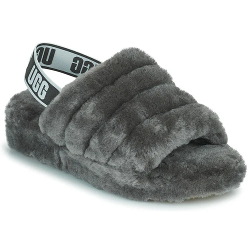 Chaussures Femme Chaussons UGG FLUFF YEAH SLIDE Noir -Martina Magasin Soldes 20027051 500 A