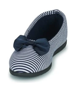 Chaussures Femme Chaussons Isotoner 97328 Bleu / Blanc -Martina Magasin Soldes 21270648 500 C