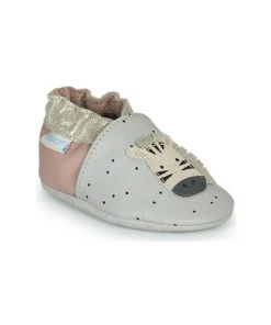 Chaussures Fille Chaussons bébés Robeez CUTE ZEBRA Gris / Rose