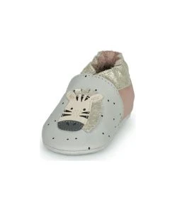Chaussures Fille Chaussons bébés Robeez CUTE ZEBRA Gris / Rose -Martina Magasin Soldes 22813826 500 C